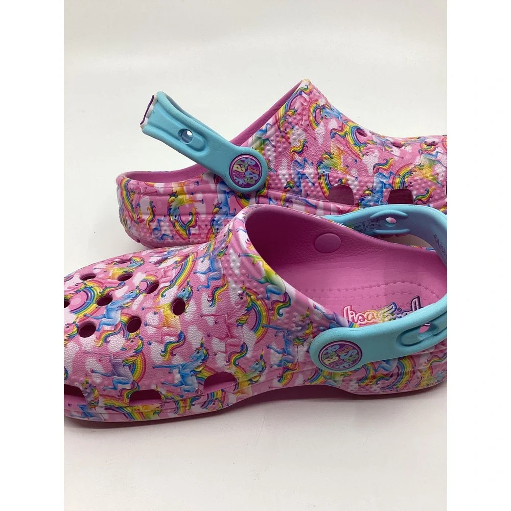 Crocs x Lisa Frank Classic Clog Pink Unicorn Rainbow Kids Size 11 Clogs 208253